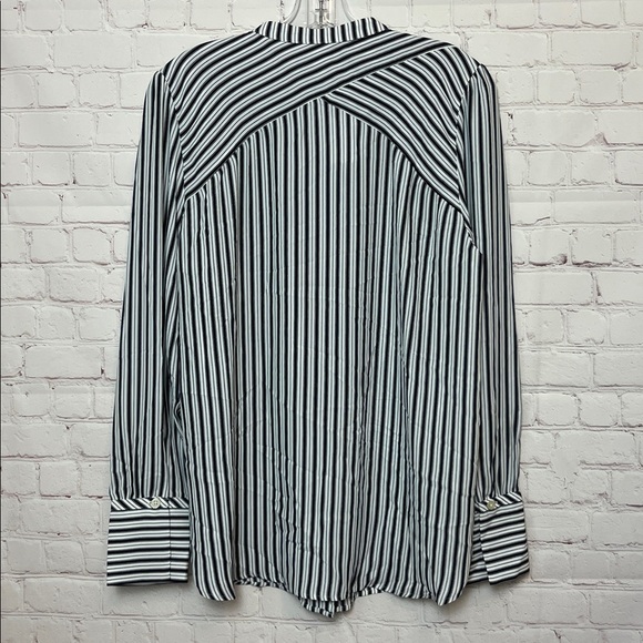 LOFT Striped Crossover Back Yoke Utility Blouse - Picture 7 of 16